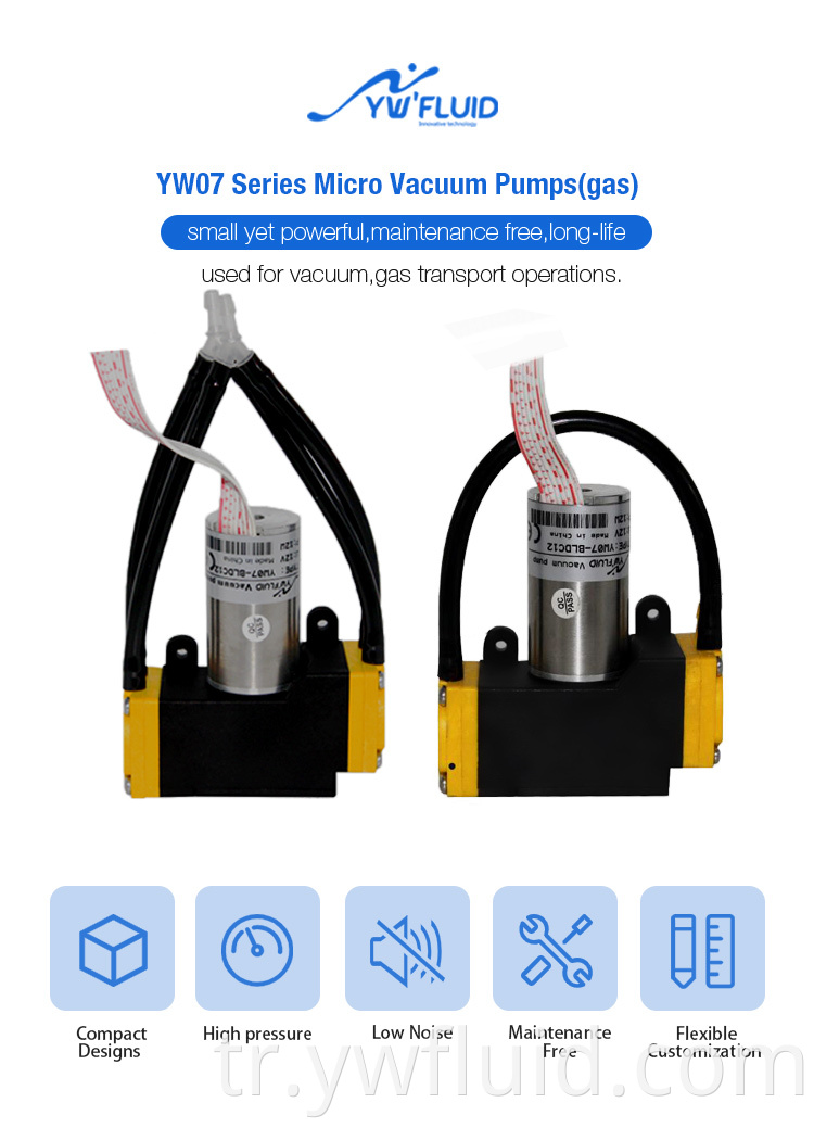 YWFluid 12V/24V Mini Elektrikli Fırçasız Motor Hava Pompası Fabrikası Doğrudan Satış Ürünü
